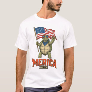 Camiseta Tortuga Patriótica ‘Merica Vector Vintage