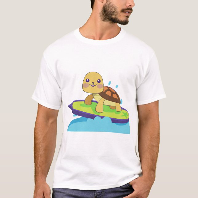 Camiseta Tortuga sobre tabla de surf (Anverso)