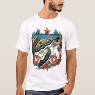 Camiseta Tortuga Tortugas Marinas Hawaianas Flor de Hibisco