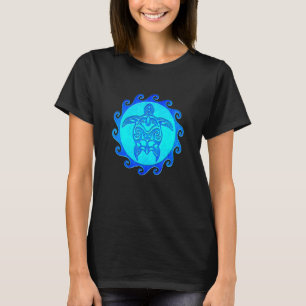 Camiseta Tortuga tropical azul tribal marina maorí