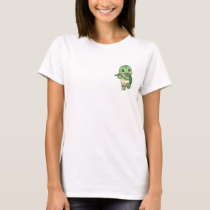 Camiseta Tortuga Verde Feliz Tocando Instrumento de Flauta