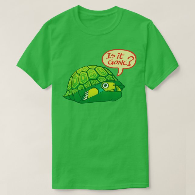Camiseta Tortuga verde preguntando si está bien salir de el (Diseño del anverso)