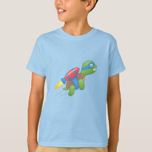Camiseta Tortuga voladora con jetpack rojo