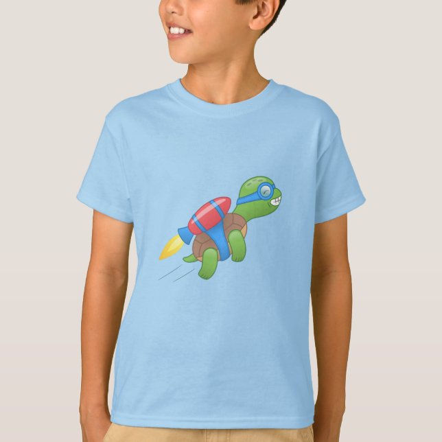 Camiseta Tortuga voladora con jetpack rojo (Anverso)