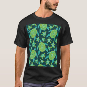 Camiseta Tortugas de adorno verde: patrón vintage.