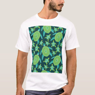 Camiseta Tortugas de adorno verde: patrón vintage.