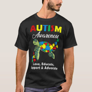 Camiseta Tortugas de Conciencia del Autismo Rompecabezas Ma