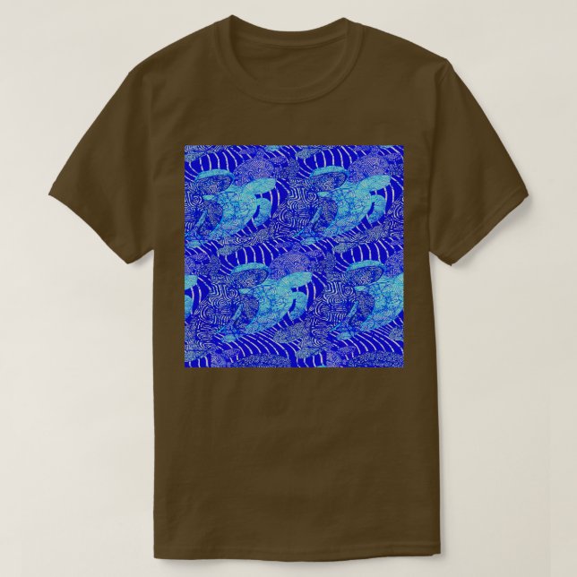 Camiseta tortugas de mar azul (Diseño del anverso)