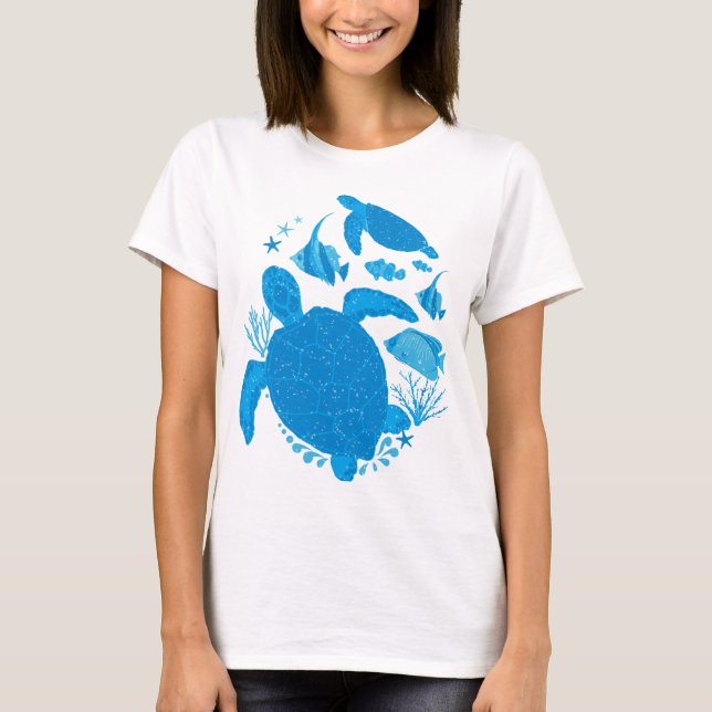 Camiseta Tortugas del mar del Océano Submarino Vida silvest (Anverso)