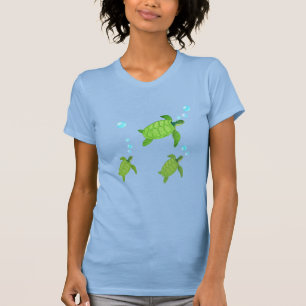 Camiseta Tortugas marinas nadando verdes