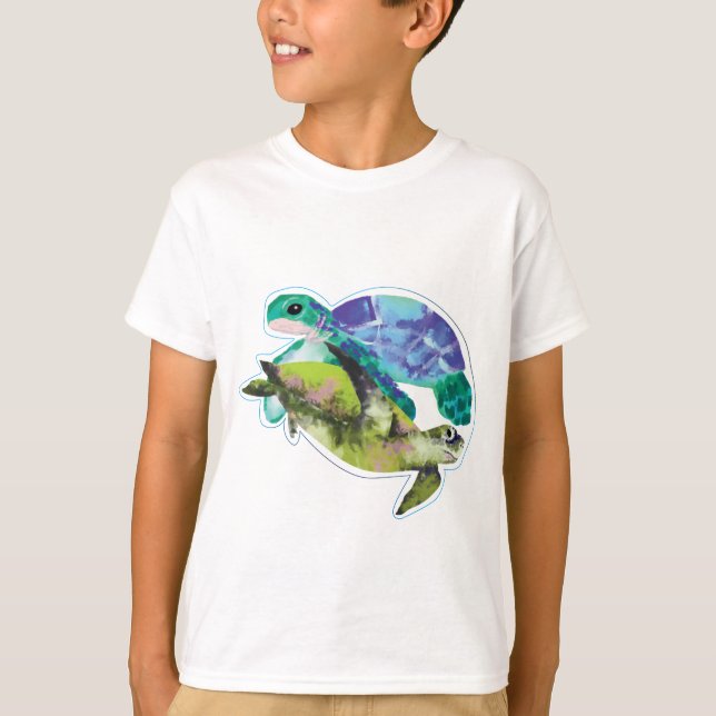 Camiseta Tortugas Ocean Life Natación Gráfica (Anverso)
