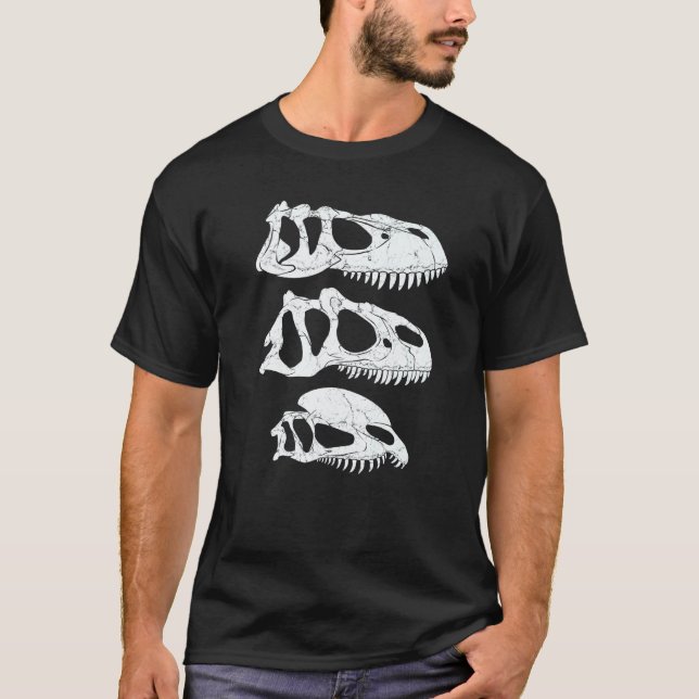 Camiseta Torvosaurus Allosaurus Dilophosaurus Skull Dinosau (Anverso)