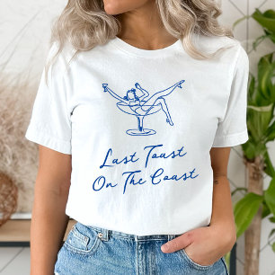 Camiseta Tostada Azul Caprichosa Dibujada a Mano en la Cost