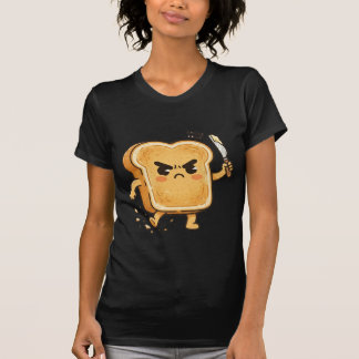 Camiseta Tostada de dibujos animados enfadada sosteniendo u