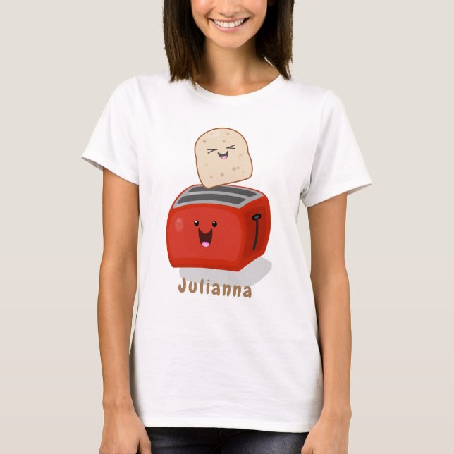 Camiseta Tostada de kawaii y personalizado de tostadora roj (Anverso)