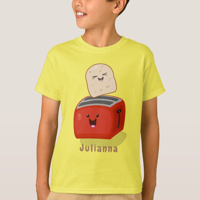Camiseta Tostada de kawaii y personalizado de tostadora roj (Anverso)