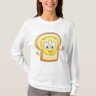 Camiseta Tostada Feliz Kawaii Con Mantequilla