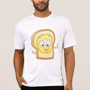 Camiseta Tostada Feliz Kawaii Rebanada de Pan con Mantequil