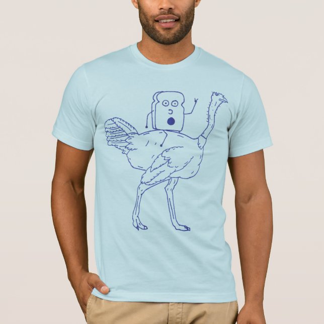 Camiseta Tostada que monta una avestruz (Anverso)
