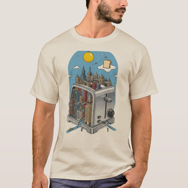 Camiseta Tostada Urbana - Surreal Cityscape Toaster T-Shirt (Anverso)