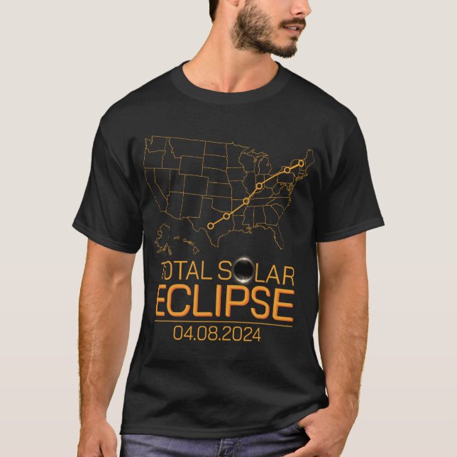 Camiseta Total Eclipse Solar Abril 8 2024 Mapa Ue Totalidad (Anverso)