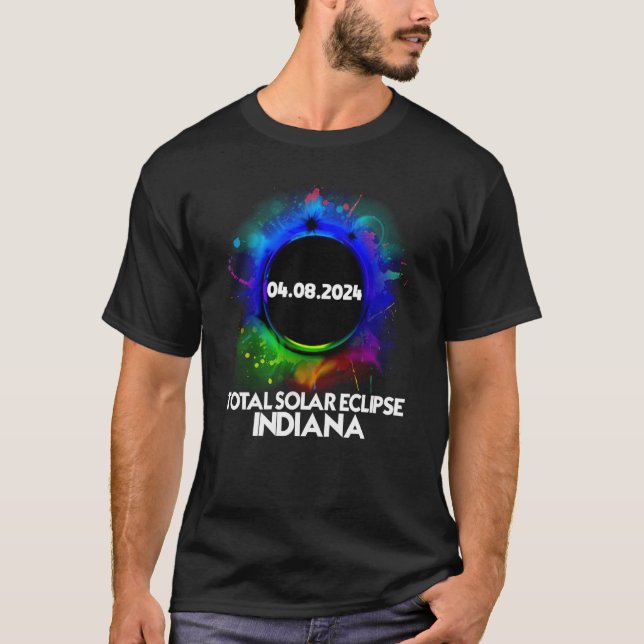 Camiseta Total Eclipse Solar Indiana 2024 Totalidad Colorid (Anverso)