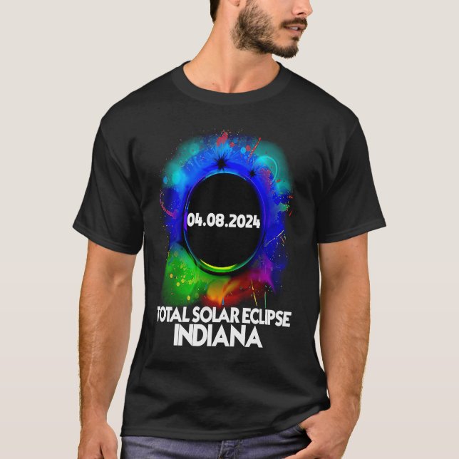 Camiseta Total Eclipse Solar Indiana 2024 Totalidad Colorid (Anverso)