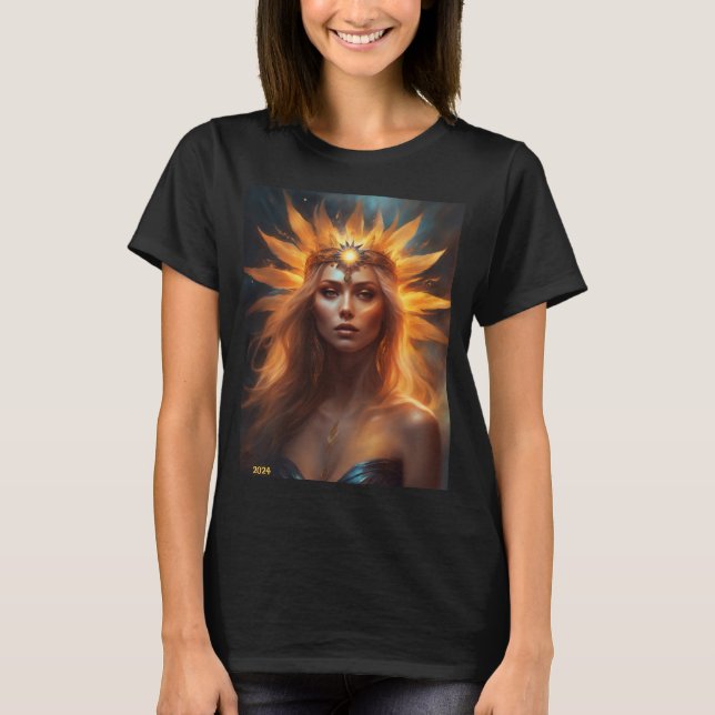 Camiseta Total Eclipse solar Reina de sol Añadir texto o no (Anverso)