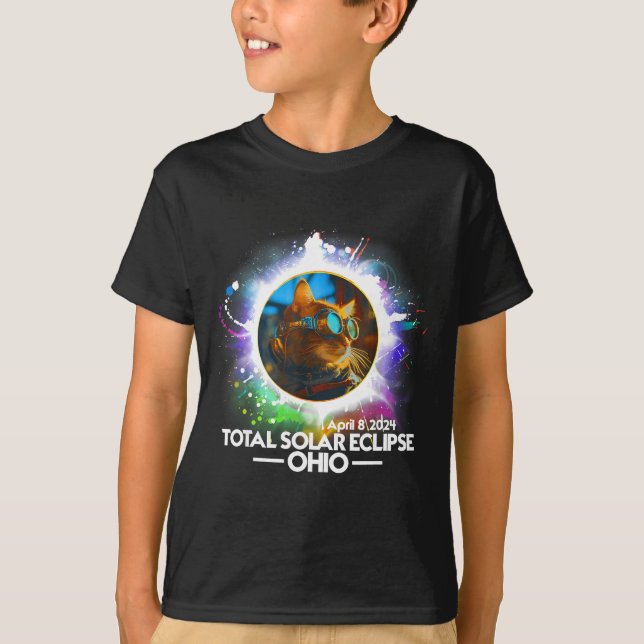 Camiseta Total Solar Eclipse Ohio Cat Design (Anverso)