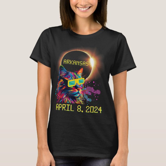 Camiseta Totalidad Total Eclipse Solar Cat Abril 8 2024 Ark (Anverso)