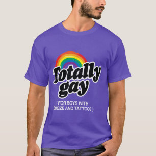 CAMISETA TOTALMENTE GAY POR CHICOS CON TATUAJES - BLANCO -.