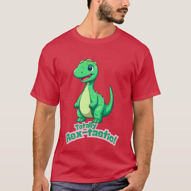 Camiseta ¡Totalmente Rex-tastic! Diseño De Dinosaurios Agra (Anverso)