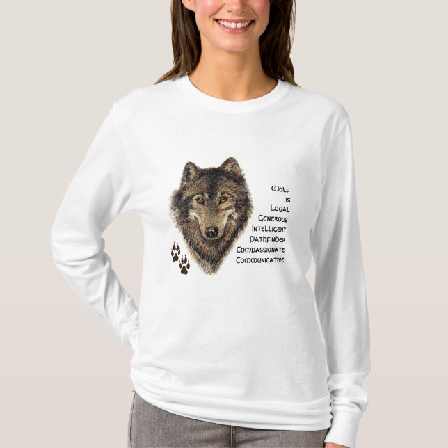Camiseta Tótem lobo, guía animal Inspirador, símbolo (Anverso)