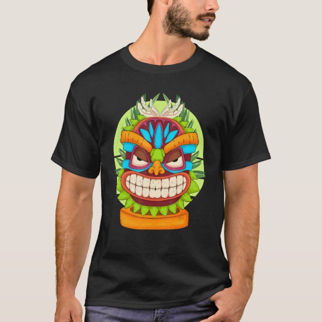 Camiseta Tótem polinesio Tiki Mask Luau Fiesta Estatua Hawa (Anverso)