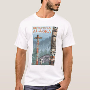 Camiseta Tótemes de Alaska - Ketchikan, Alaska