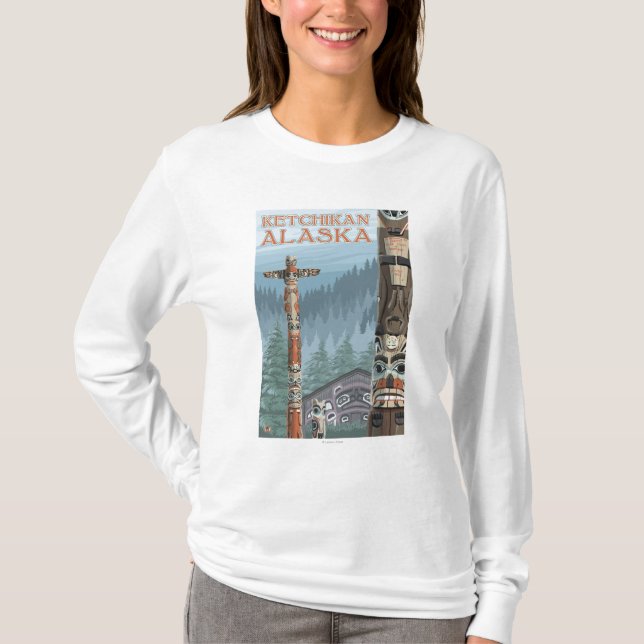 Camiseta Tótemes de Alaska - Ketchikan, Alaska (Anverso)