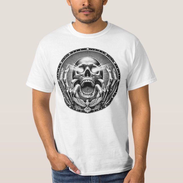 Camiseta Totenschädel mit Skeletthänden und Adler (Anverso)