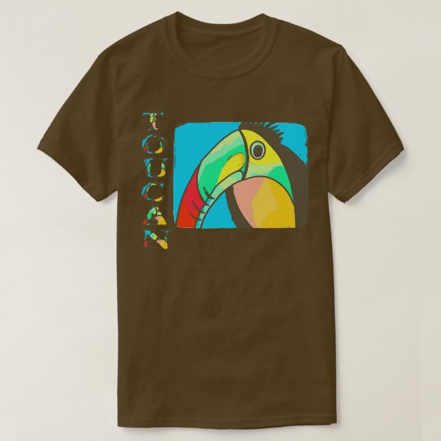 Camiseta Toucan artístico con texto TOUCAN vertical (Diseño del anverso)