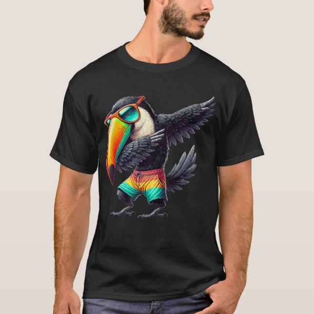 Camiseta Toucan Dabbing Swimming Pool Beach Vacation Tropic (Anverso)