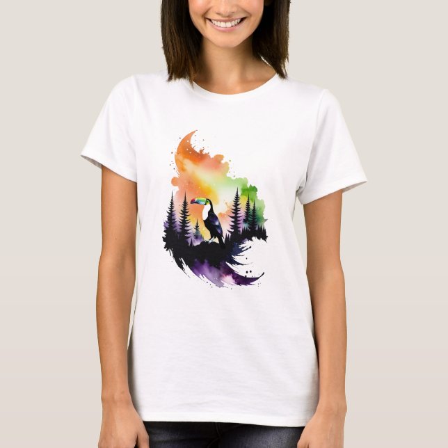 Camiseta Toucan en un bosque nebuloso (Anverso)