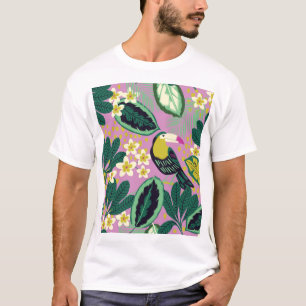 Camiseta Toucanes tropicales: Patrón de flores