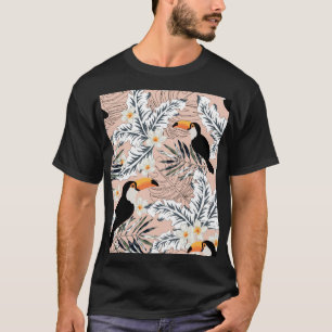 Camiseta Toucans, Palmas, Plumeria: Tropical Rosa.