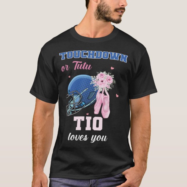 Camiseta Touchdown Or Tutu Tio Loves You Gender Reveal Boy  (Anverso)