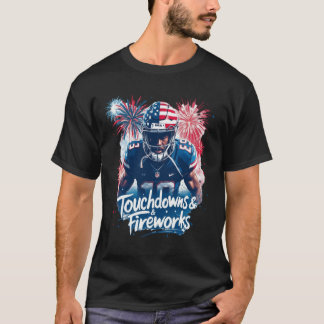 Camiseta Touchdowns Fuegos artificiales Celebración del Día