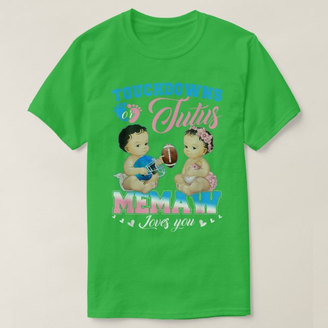 Camiseta Touchdowns o Tutus Memaw te ama sexo revelado (Diseño del anverso)