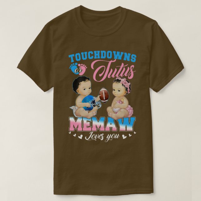 Camiseta Touchdowns o Tutus Memaw te ama sexo revelado (Diseño del anverso)