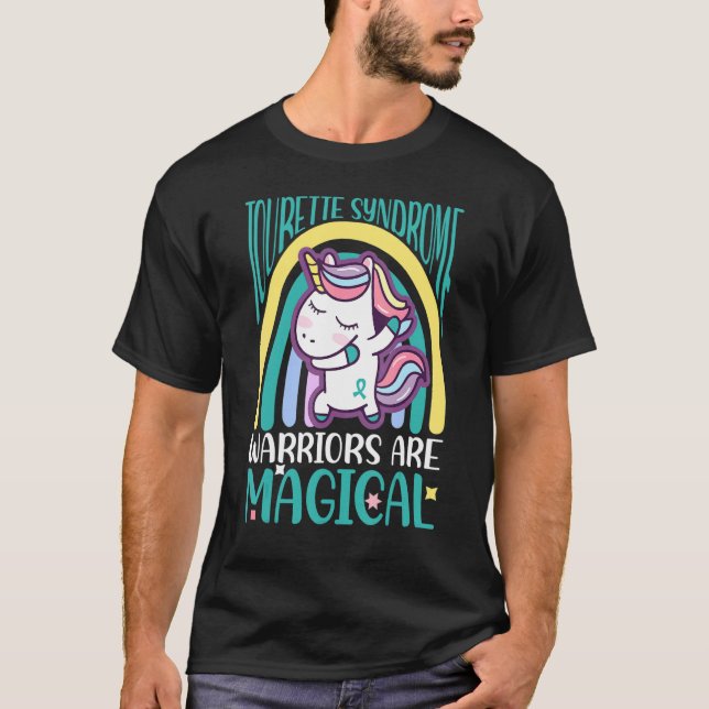 Camiseta Tourette Syndrome Dabbing Magical Unicorn Teal Rib (Anverso)
