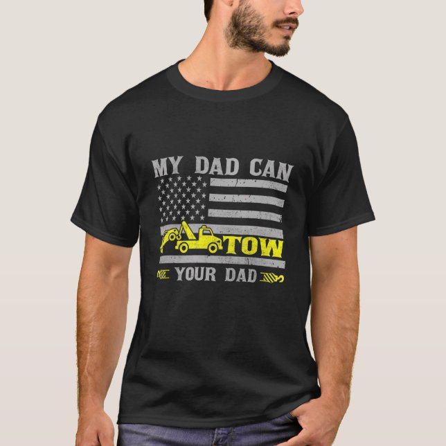 Camiseta Tow Dad Flag American Para El Operador De Camiones (Anverso)