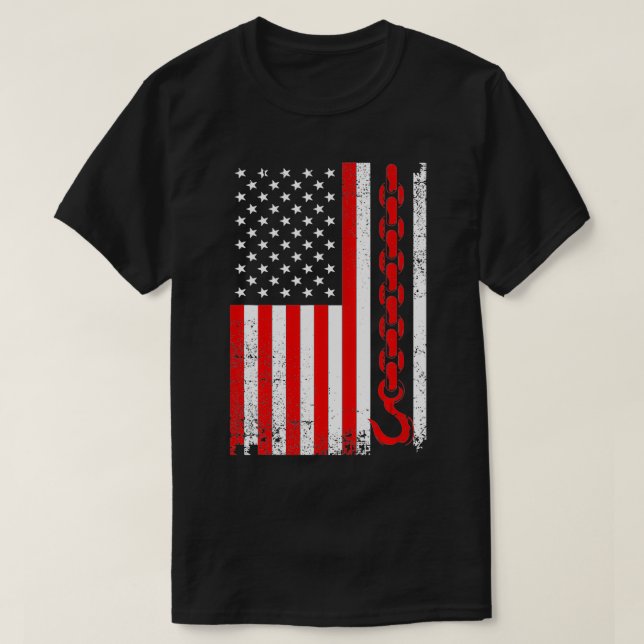 Camiseta Tow Truck Driver Gift Men USA Flag Towing Hook For (Diseño del anverso)
