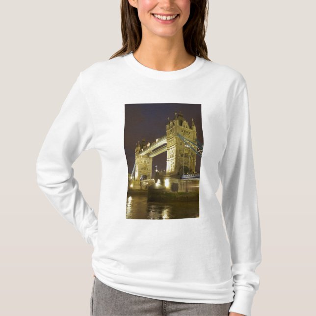 Camiseta Tower Bridge y río Támesis al anochecer, Londres, (Anverso)